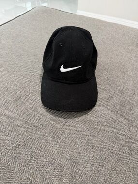 Nike Black Youth Baseball Cap with White Swoosh